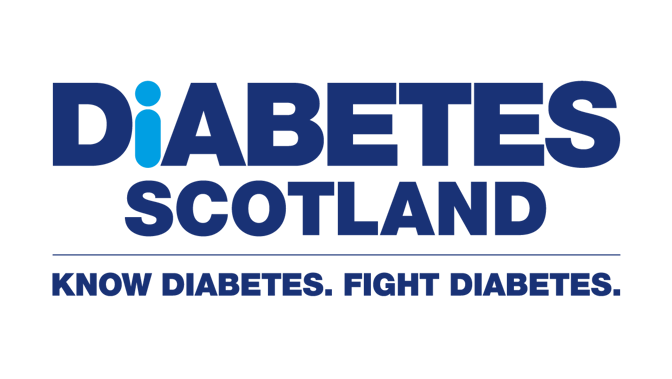 Blue text Diabetes Scotland Know Diabetes Fight Diabetes