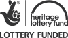 Heritage Lottery Fund logo includes fingers crossed symbol and says 'lottery funded'