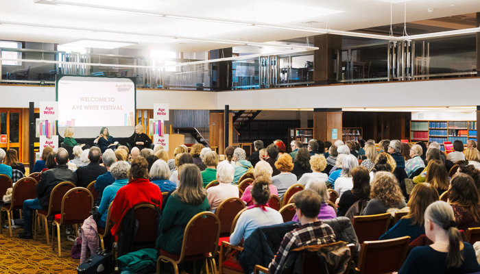 An audience at Aye Write, Glasgow's Book Festival. 