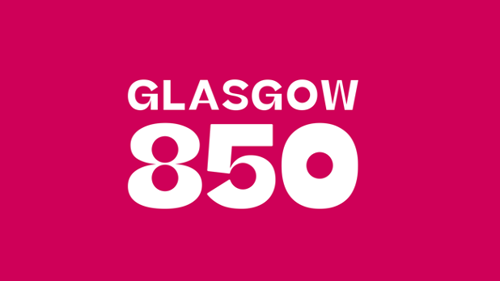 Pink banner with white text that reads Glasgow 850