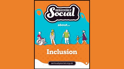 Graphics showing an adult and child walking hand in hand, a person using crutches, a person wearing a headscarf, a person using a wheelchair