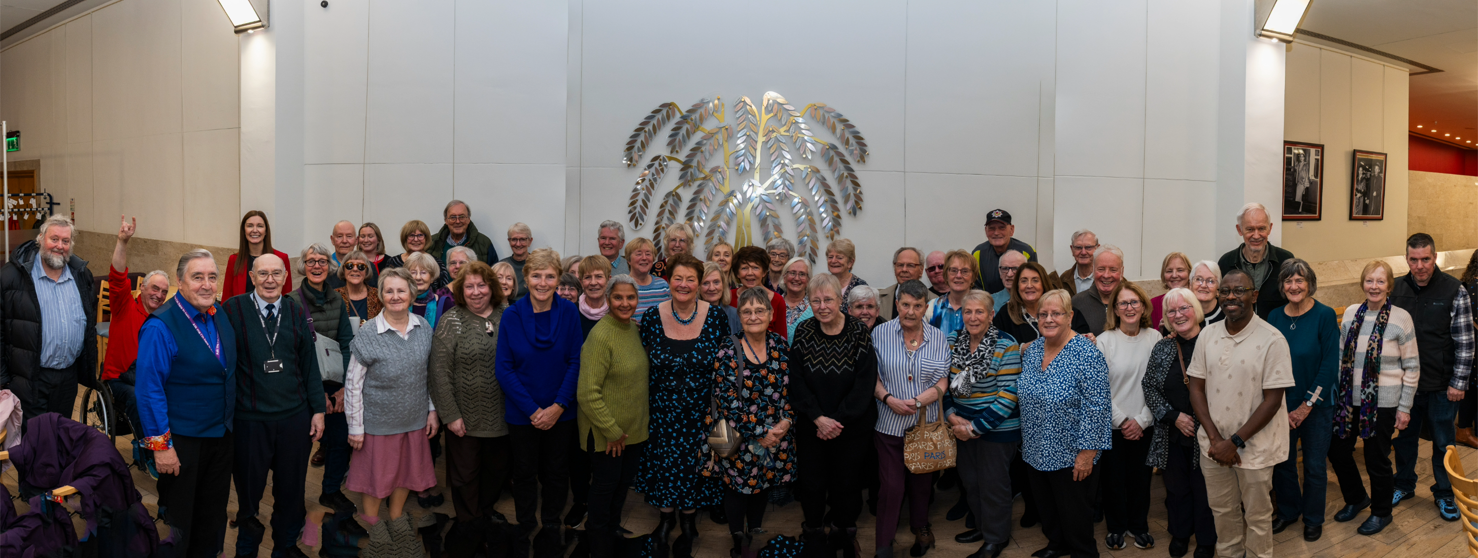Volunteers gathered in front of our tree. 