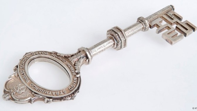 Ornate silver key
