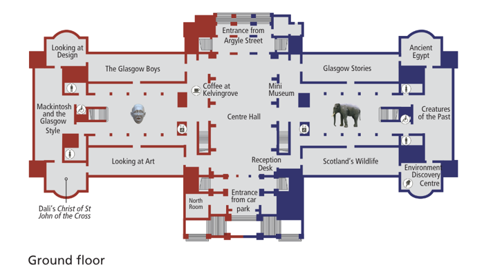 map of ground floor of Kelvingrove Museum