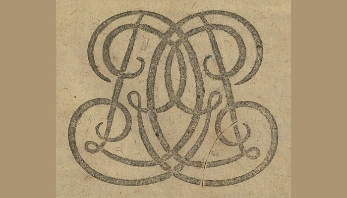 Printer monogram featuring a swirly depiction of the initials D & G