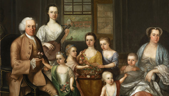 a painting of a group of people. 